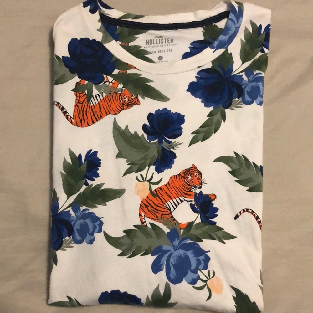 Tiger/flower print Hollister shirt.